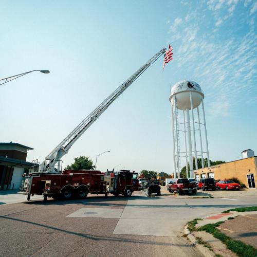 south sioux city fire station with flag